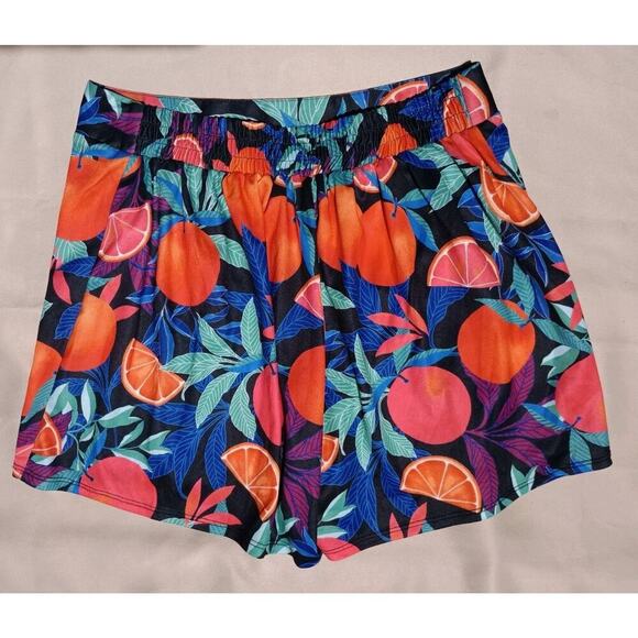 Nina Parker Pants - Nina Parker Women’s Plus Size Orange Printed Shorts Tropical Fruit 0X NWT Vaca
